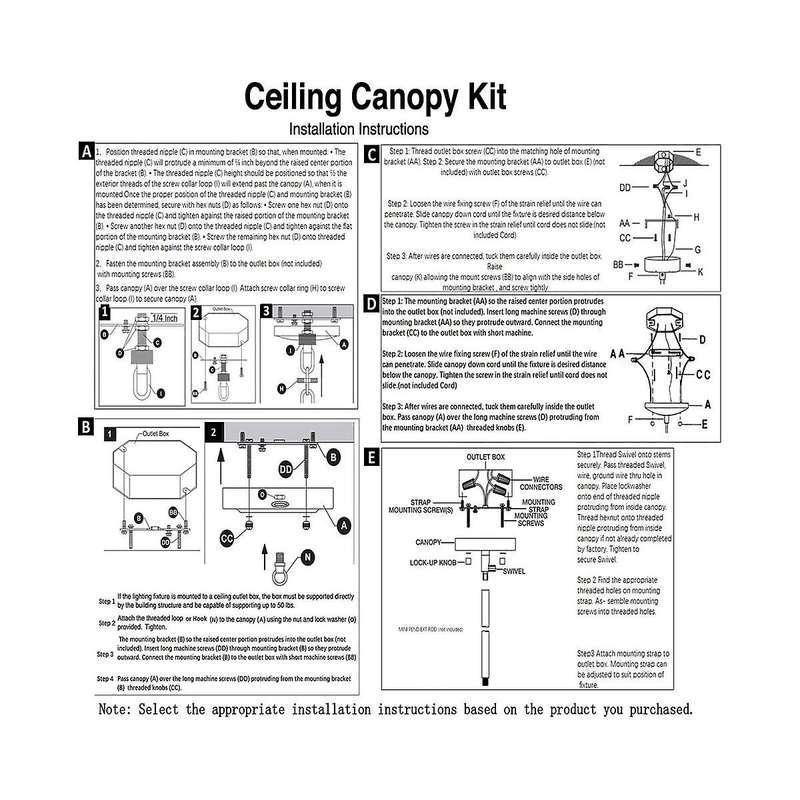 Ceiling Lighting Canopy Kit Pendant Light Plate Cover with All Mounting Hardware for Chandelier or