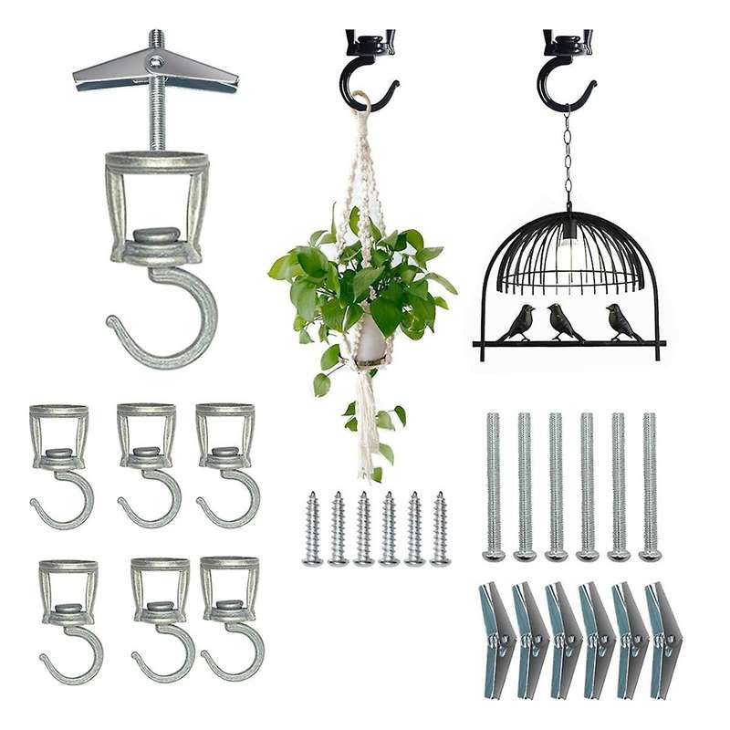 Ceiling Hooks for Hanging Plants 6 PCS ,Metal Plant Hooks, Screw in Hooks for Hanging Birdfeeders, L