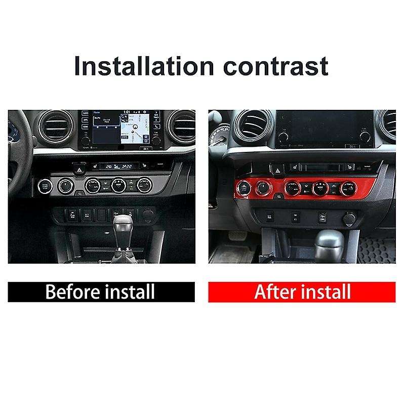 Center Console A/C Knob Control Switch Panel Cover Trim for 2016-2020, with Start Button Red