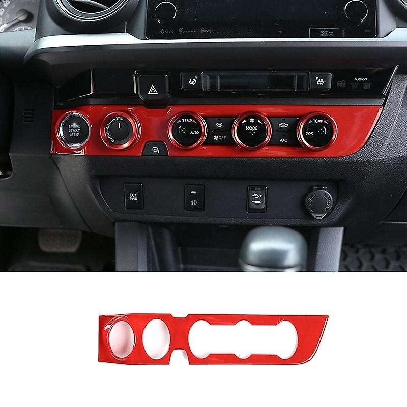 Center Console A/C Knob Control Switch Panel Cover Trim for 2016-2020, with Start Button Red