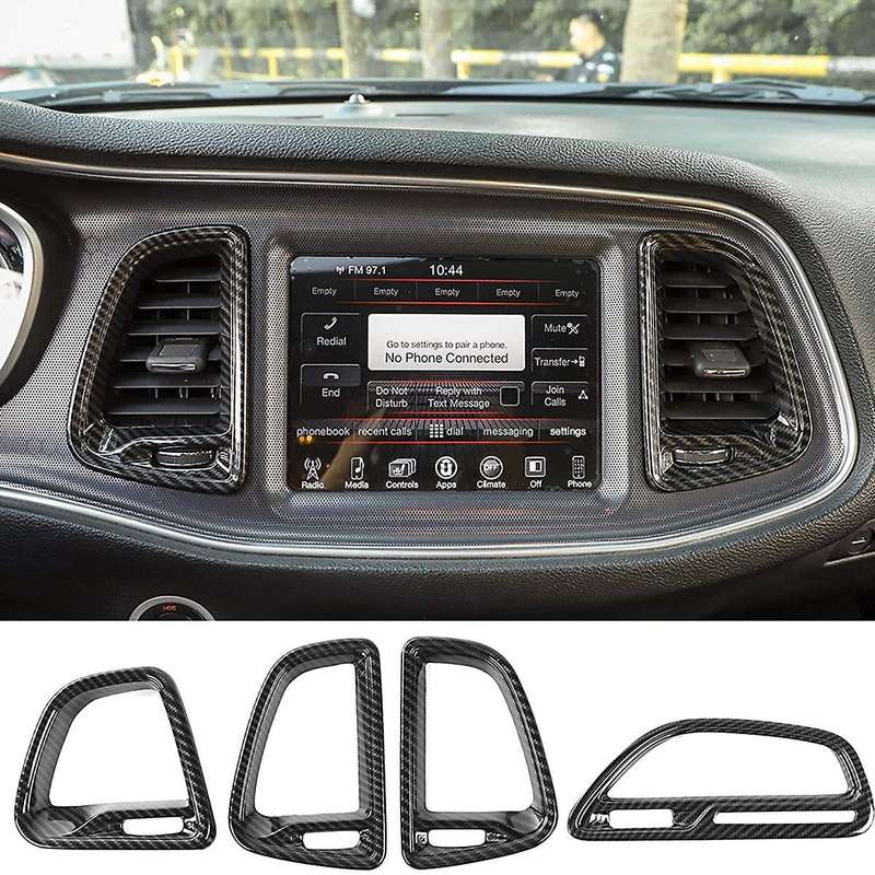 Center Console Air Condition Outlet Vent Trim ABS Interior Accessories for 2015-2021 (Carbon Fiber)