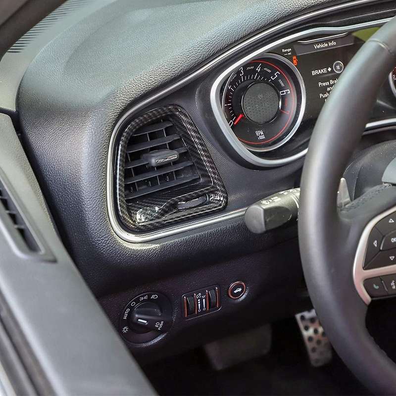 Center Console Air Condition Outlet Vent Trim ABS Interior Accessories for 2015-2021 (Carbon Fiber)