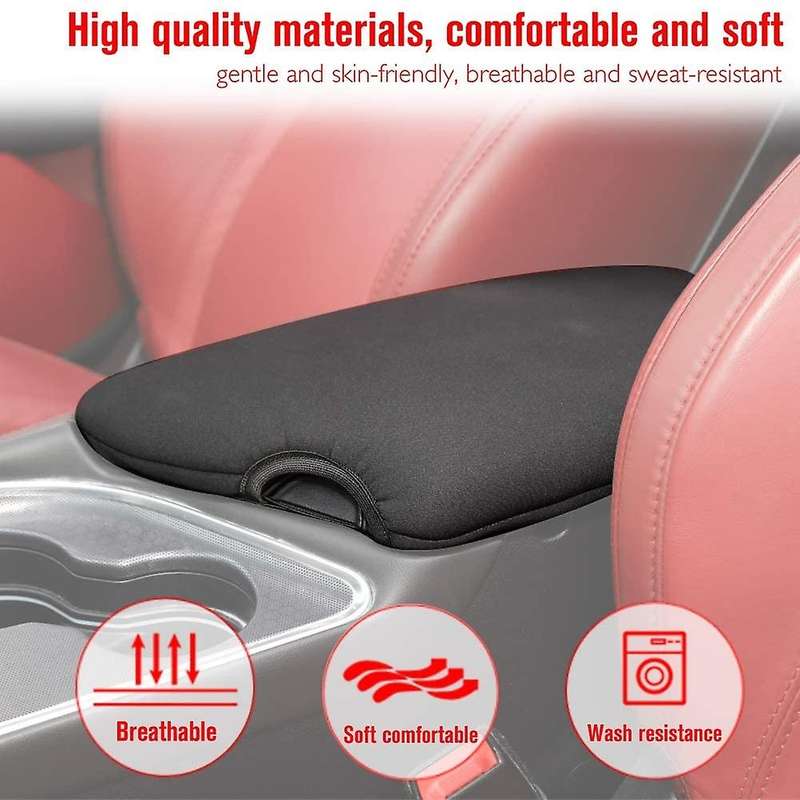 Center Console Armrest Pad Cover Soft Arm Rest Protector for 2014-2021 Car Interior Accessories, Bla