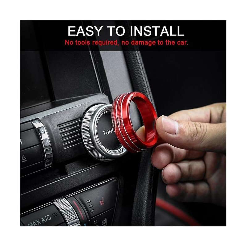 Center Console Audio Headlight Knob Decorative Ring Interior Knob Ring Auto Accessories for 15-20 S