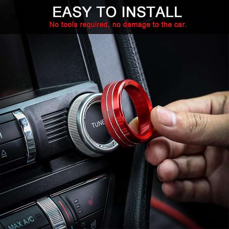 Center Console Audio Headlight Knob Decorative Ring Interior Knob Ring Auto Accessories for 15-20 R