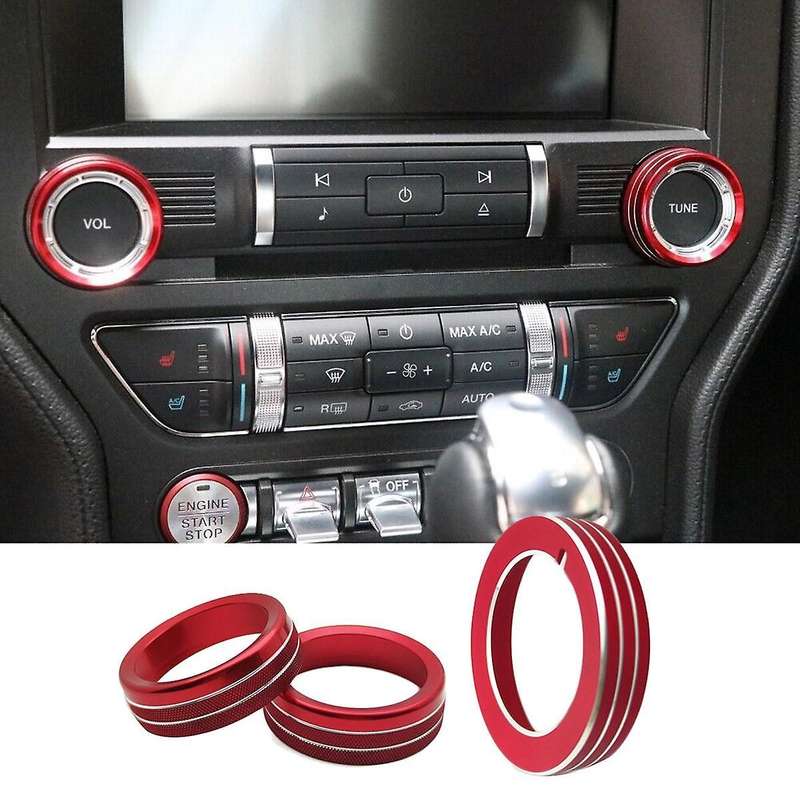 Center Console Audio Headlight Knob Decorative Ring Interior Knob Ring Auto Accessories for 15-20 R