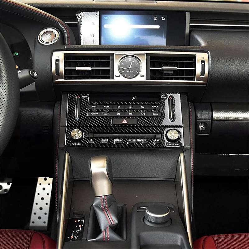 Center Console CD Panel Decoration for IS250 IS350 2014-2018 Carbon Fiber Switch Board Sticker Frame