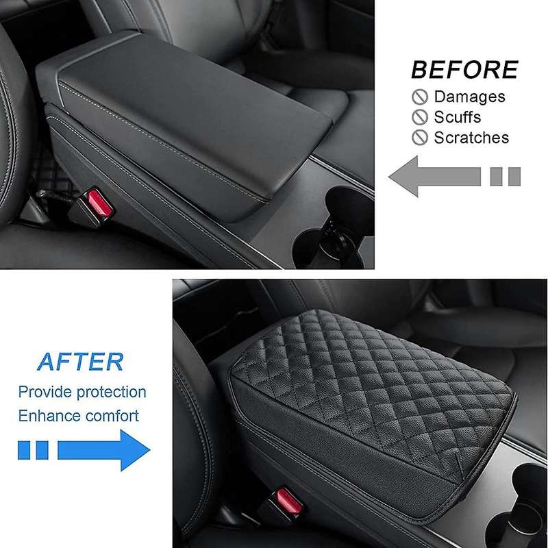 Center Console Cover for Model 3 Y 2017-2021 Accessories PU Leather Armrest Box Cushion Pad Console