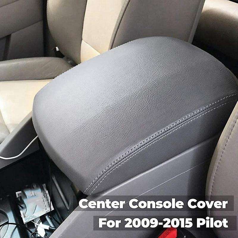 Center Console Cover for 2009-2015 Pilot Armrest Cover Replacement Leather Console Lid, Gray