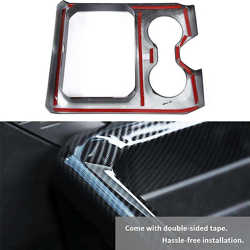 Center Console Front Armrest Cup Holder Panel Cover Trim Carbon Fiber