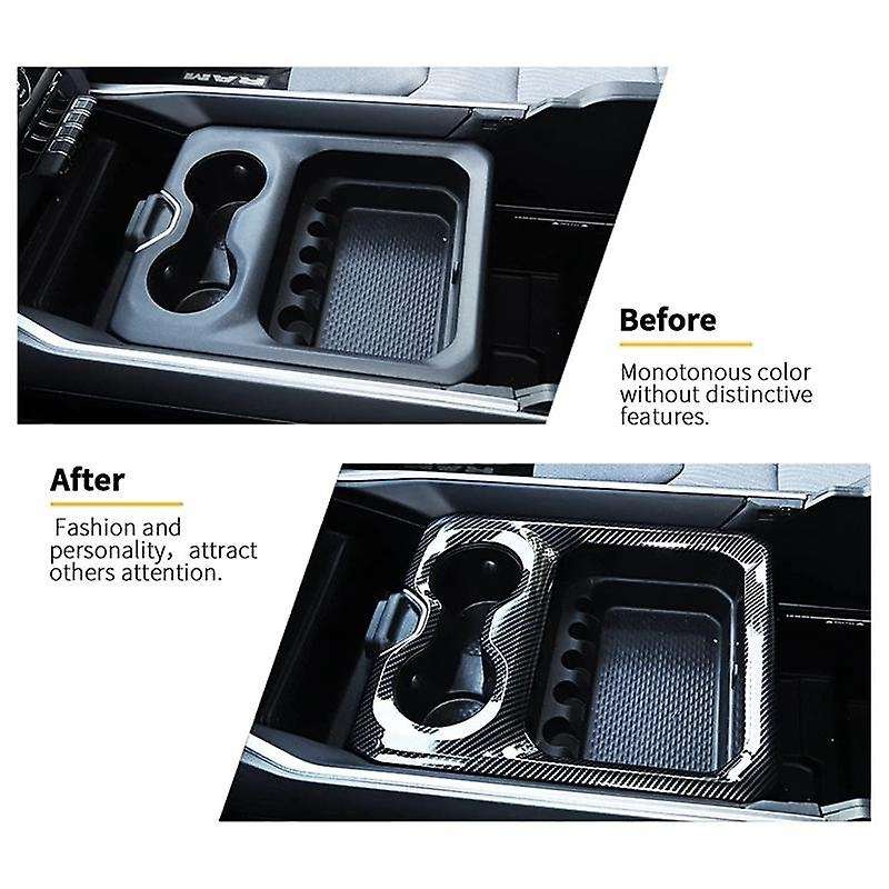 Center Console Front Armrest Cup Holder Panel Cover Trim Carbon Fiber