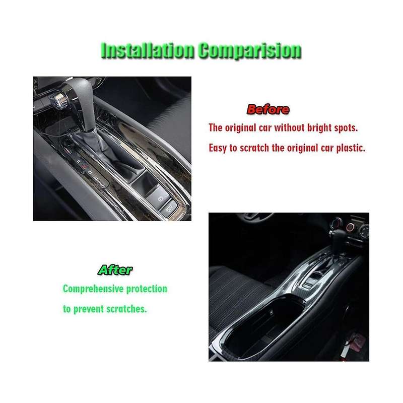 Center Console Gear Shift Panel Cup Holder Cover Trim Accessories for -V VEZEL 2015-2022 ,ABS Carbon