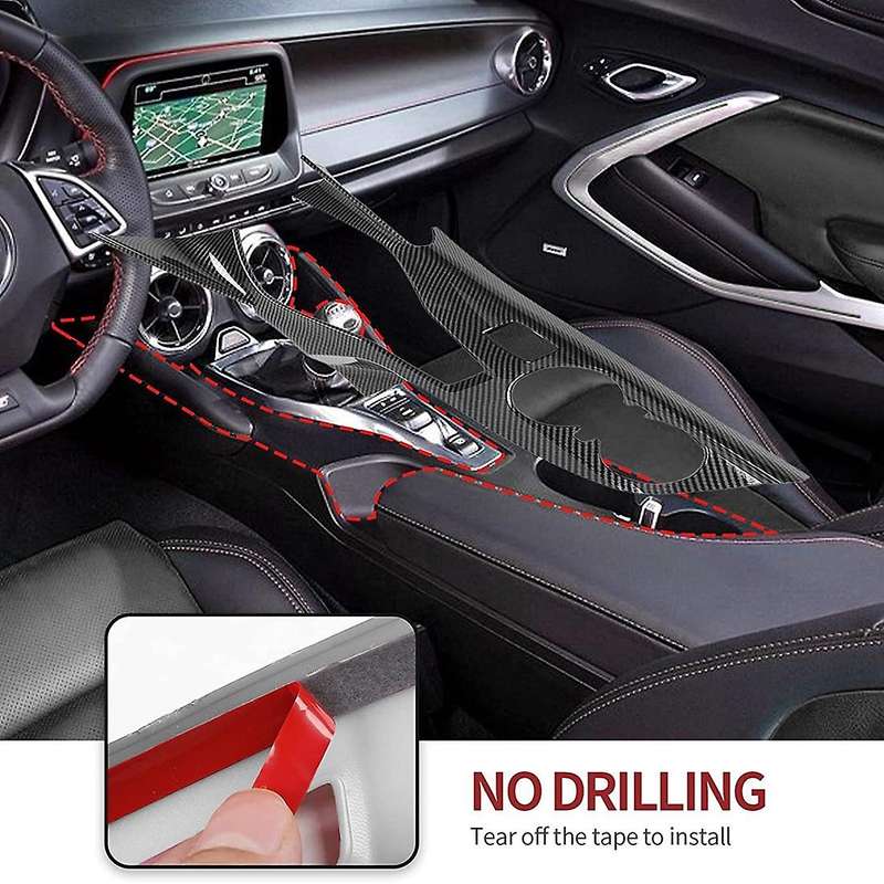 Center Console Gear Shift Panel Trim Cover Interior Decoration for 2016+ Accessories (ABS Carbon Fib