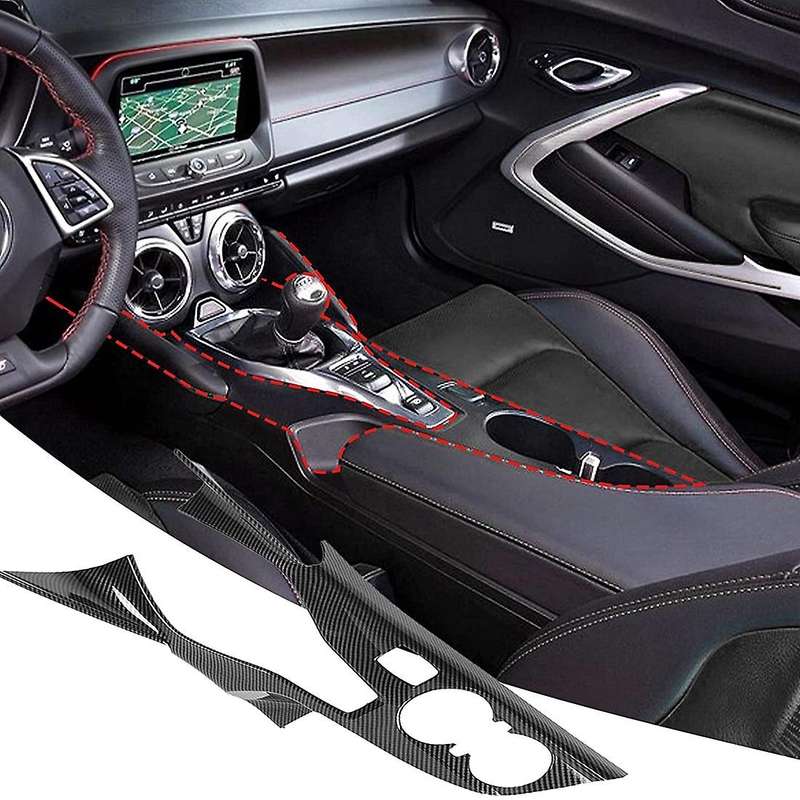 Center Console Gear Shift Panel Trim Cover Interior Decoration for 2016+ Accessories (ABS Carbon Fib