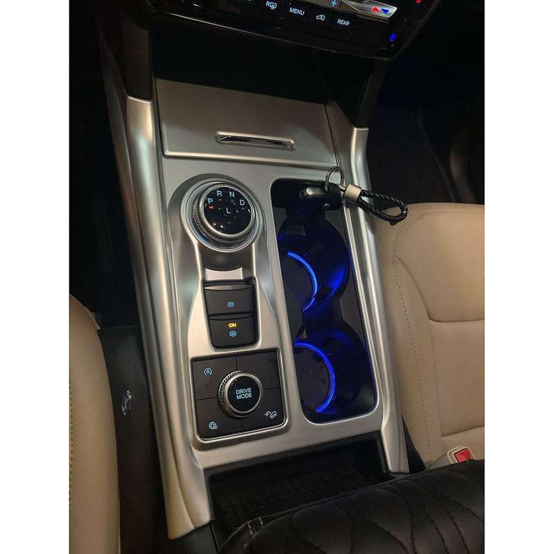 Center Console Gear Shifter Cup Panel Decoration Sticker Trim for Explorer U625 2020 2021 Matte Silv