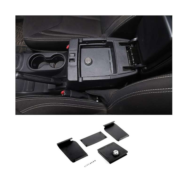 Center Console Lock Safe Box for 2011-2017 Wrangler JK Armrest Vault Organizer Tray with 3 Digit Co