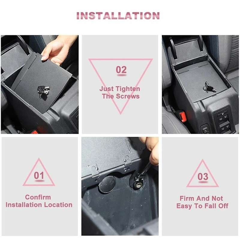 Center Console Lock Box for 2021 2022 2023 Armrest Box Storage Box Safety Lock Organizer Accessories