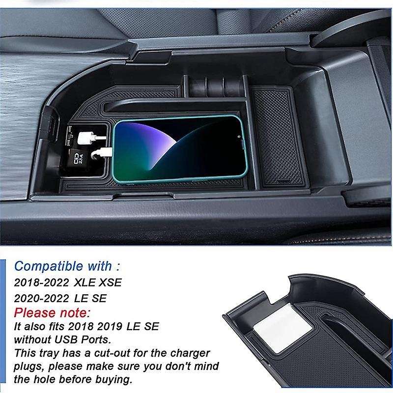 Center Console Organizer Accessories for 2018-2022 XLE XSE 2020-2022 LE SE with Dual USB Ports