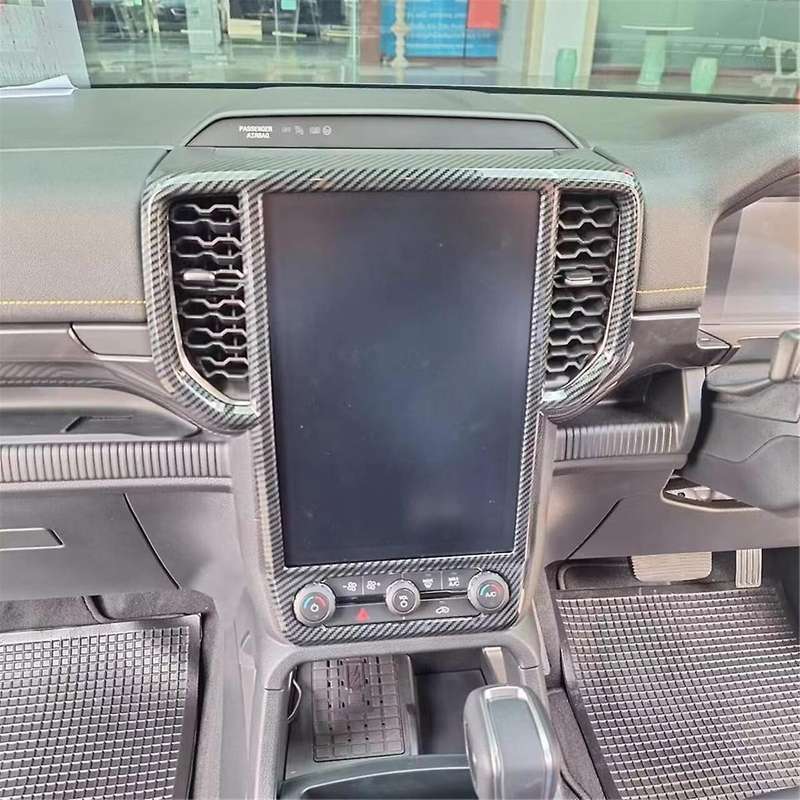 Center Console Navigation Air Outlet Vent Frame Trim Cover for 2023 2024 Abs Carbon Fiber (12 Inch)