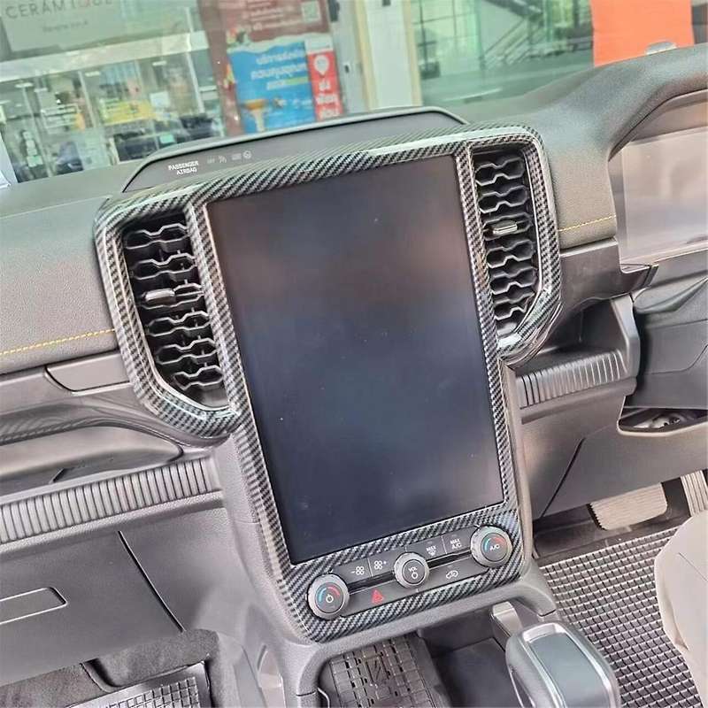 Center Console Navigation Air Outlet Vent Frame Trim Cover for 2023 2024 Abs Carbon Fiber (12 Inch)