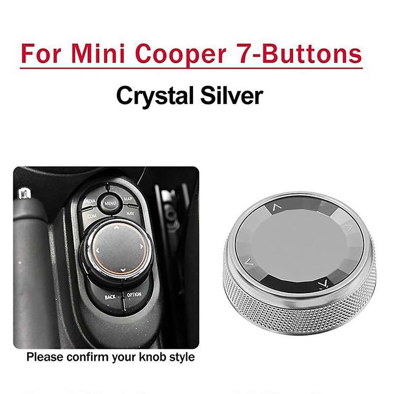 Center Console Multimedia Control Button Knob Trims Crystal Silver Cover for- Mini 7-Buttons