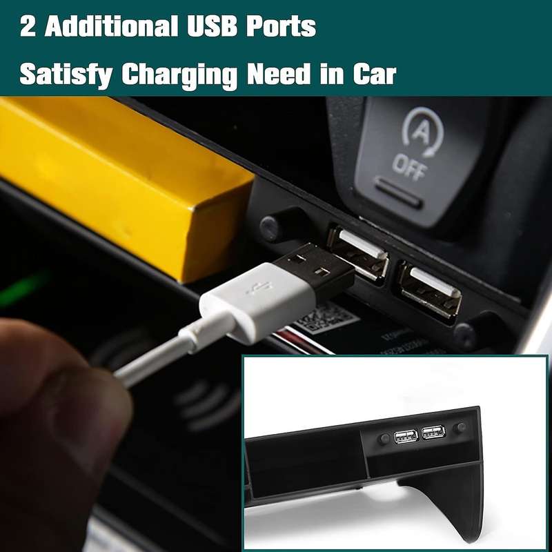 Center Console Organizer for 2021 2020 2019 Accessories, Tray Insert Divider Box with 2 Usb Ports