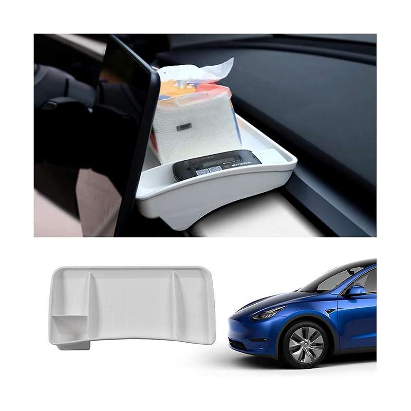 Center Console Organizer Behind Screen Storage Box Dashboard Hidden Tray for Model Y 2020 2021 2022