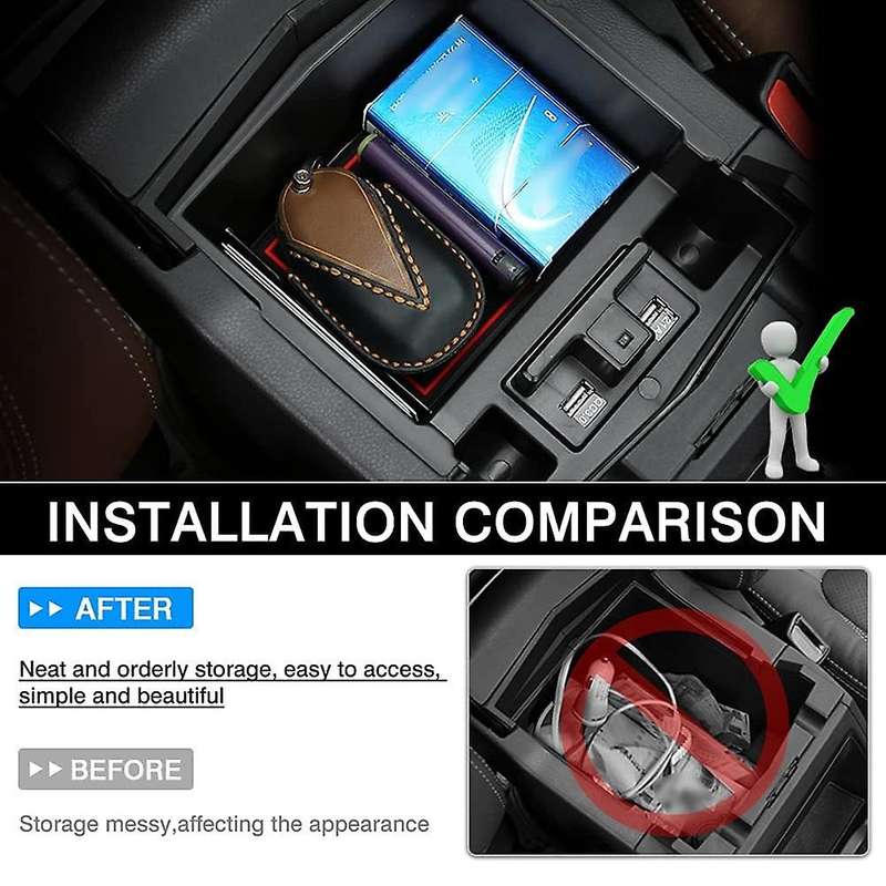 Center Console Organizer Tray for 2019-2021 Armrest Storage Box with LED Light & Dual USB Accessorie