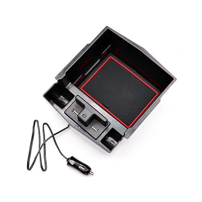 Center Console Organizer Tray for 2019-2021 Armrest Storage Box with LED Light & Dual USB Accessorie
