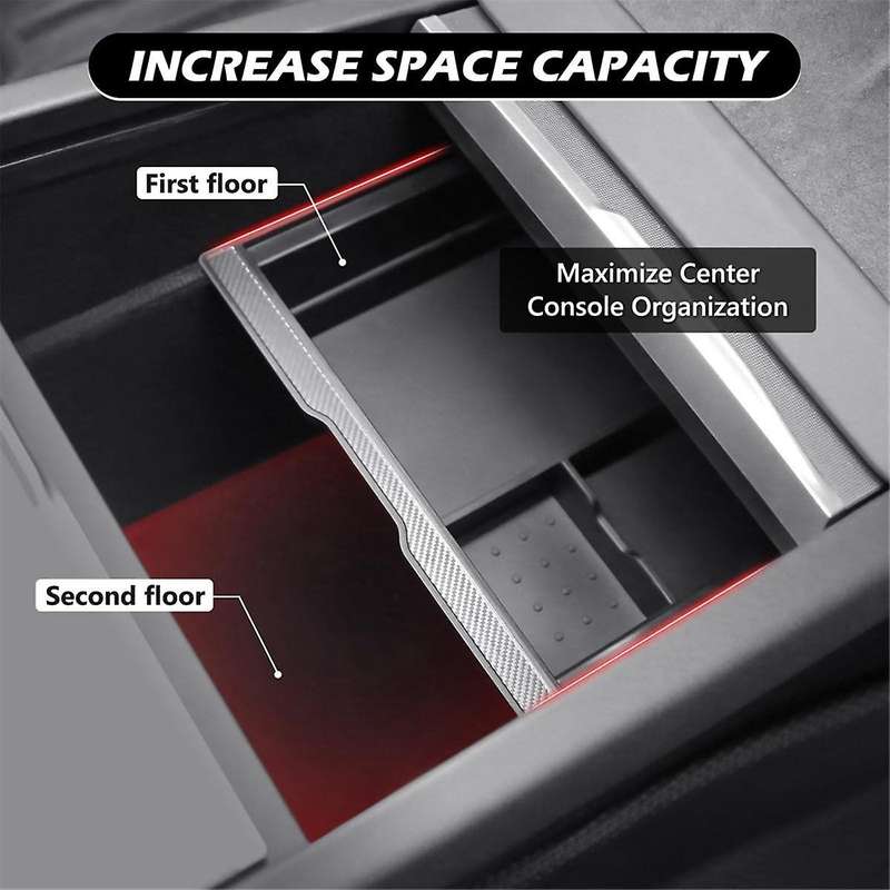 Center Console Organizer Tray for 2024 Accessories Cup Holder Insert Armrest Hidden Storage Box