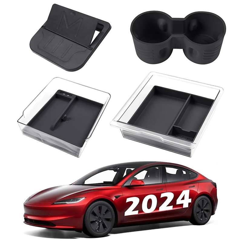 Center Console Organizer Tray for 2024 Accessories Cup Holder Insert Armrest Hidden Storage Box