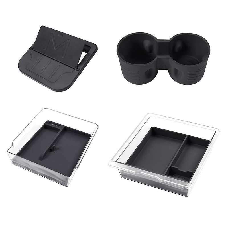 Center Console Organizer Tray for 2024 Accessories Cup Holder Insert Armrest Hidden Storage Box