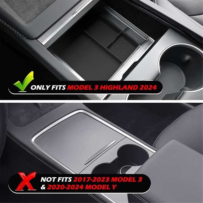 Center Console Organizer Tray for 2024 Accessories Cup Holder Insert Armrest Hidden Storage Box