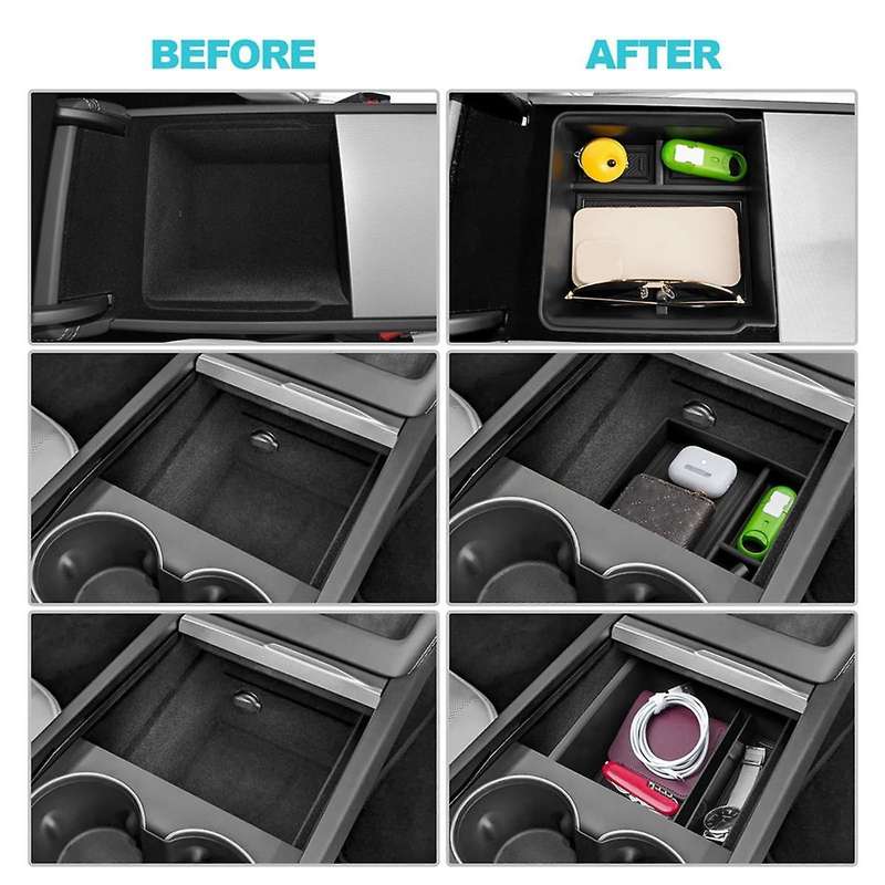 Center Console Organizer Trays for 2024 Console Armrest Hidden Drawer Storage Box Accessories