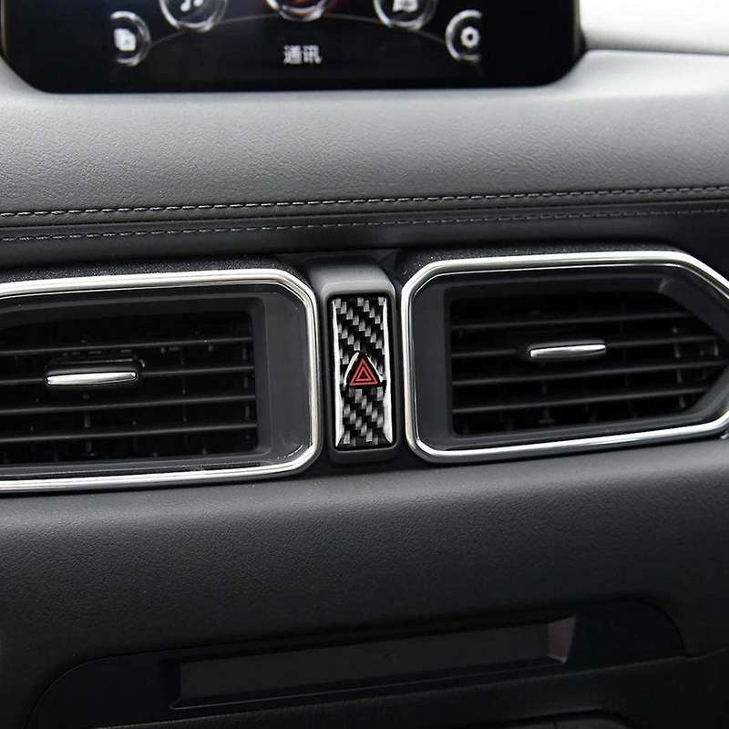 Center Console Safety Warning Button Cover Decor Trim Carbon Fiber for -5 Cx5 2017 2018 2019 2020