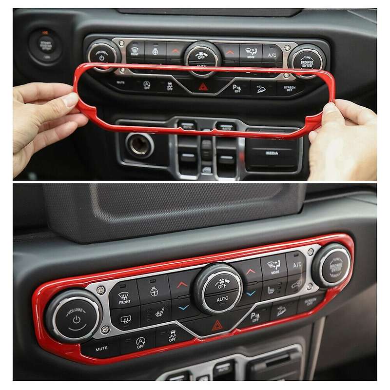 Center Control Air Conditioner Switch Cover Trim Interior Accessories for JL JT 2018-2021 (Red)