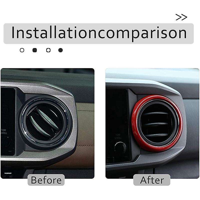 Central Console Air Conditioning Vent Rings Frame Cover Trim Car Accessories for 2016-2020 (Red)