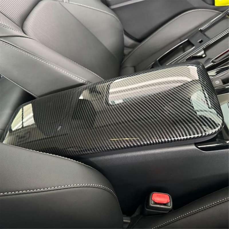 Central Console Armrest Box Cover Trim for 2024 2025 Interior Accessories Carbon Fiber