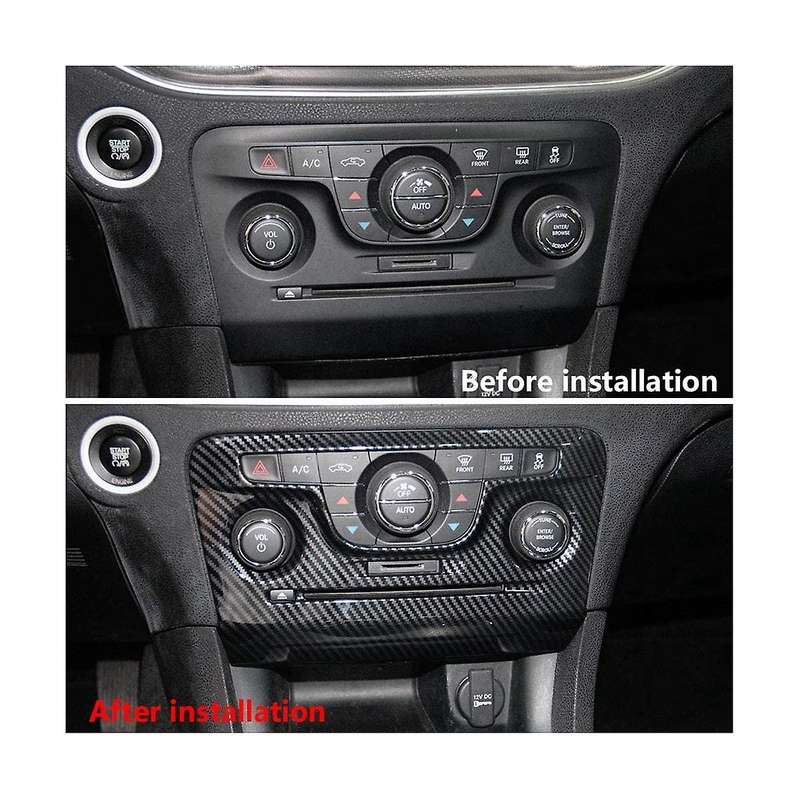 Central Control A/c Air Conditioner Panel Cover for Charger 2011-2014 Accessories ,abs Carbon Fiber