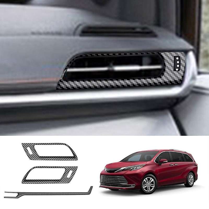 Central Control Air Outlet Framer Button Frame Trim Decorative Strip Carbon Fiber Pattern for Sienna