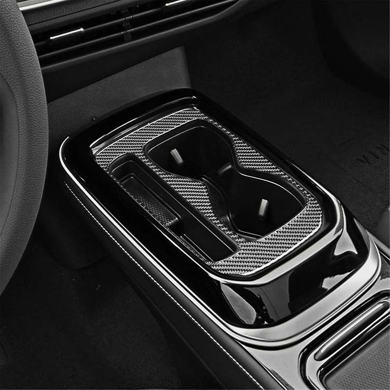 Central Console Water Cup Holder Frame Panel Cover Trim Carbon Fiber for ID.4 ID4 2021 2022 2023 Int