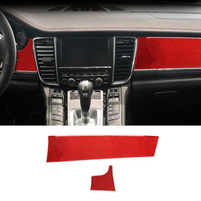 Central Control Dashboard Panel Carbon Fiber Black Cover Trim LHD Car Decorative Stickers for- 2010-
