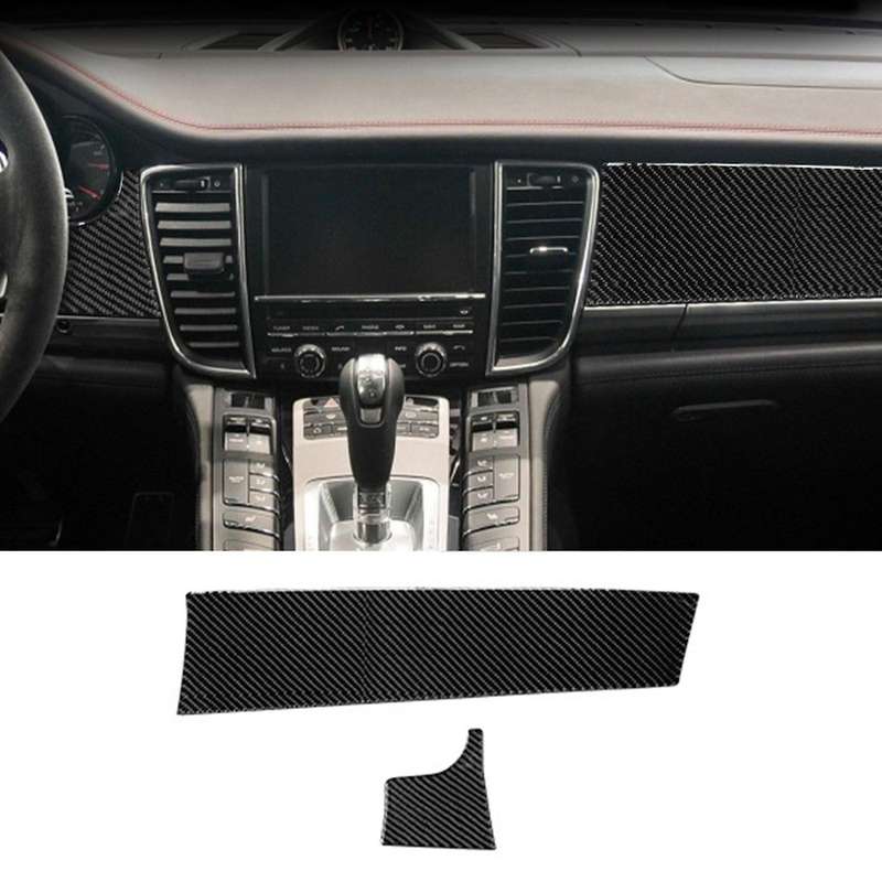 Central Control Dashboard Panel Carbon Fiber Black Cover Trim LHD Car Decorative Stickers for- 2010-