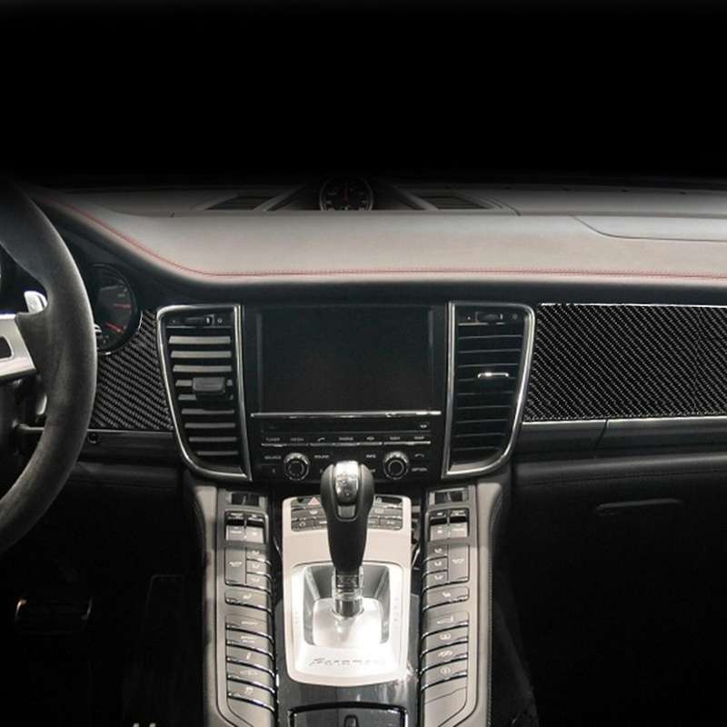 Central Control Dashboard Panel Carbon Fiber Black Cover Trim LHD Car Decorative Stickers for- 2010-