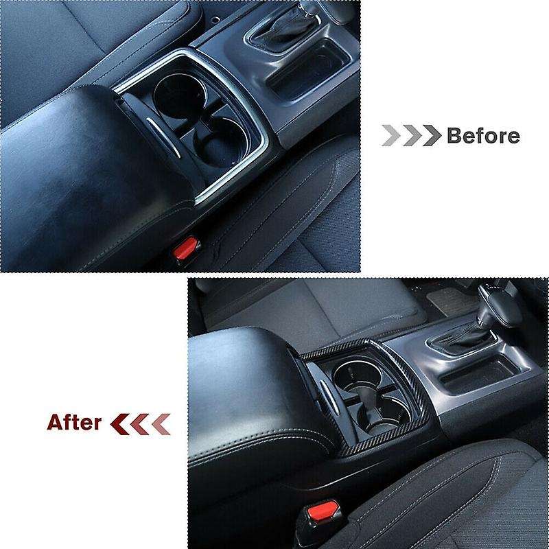 Central Cup Holder Cover Frame Bezels Trim Sticker ABS for Charger 300C 2011-2020 (Carbon Fiber Blac