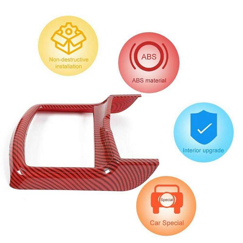 Central Front Cup Holder Cover Trim Interior Accessories for Charger 300C 2011-2021 (Red Carbon Fibe