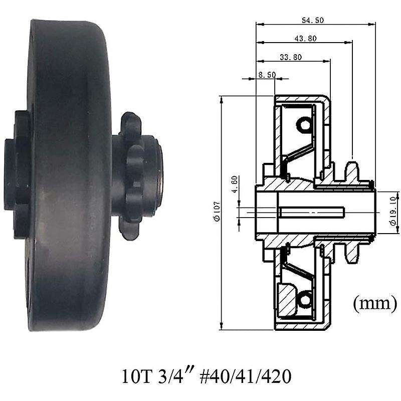 Centrifugal Clutch, 3 / 4-Inch Bore 10 Teeth 10T,with 40 / 41 / 420 Chain Clutch, for Scooter, Kart,