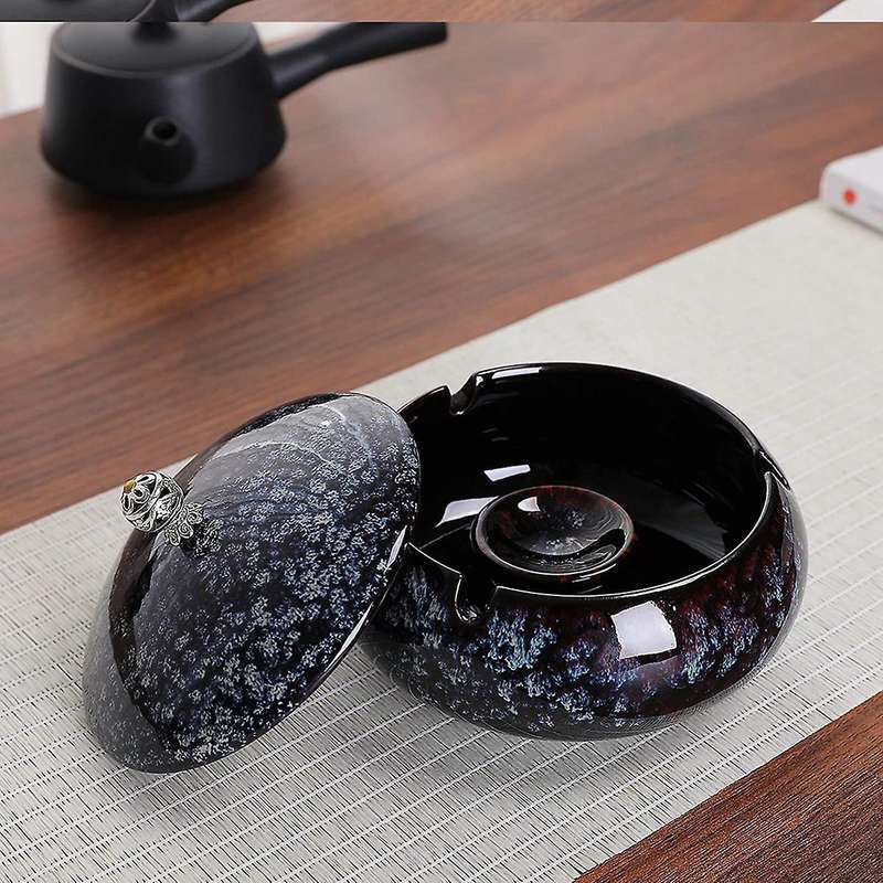 Ceramic Ashtray with Lid for , Windproof Ashtray Sets for Weed, Smokeless Home Ashtrays, Outside Ash