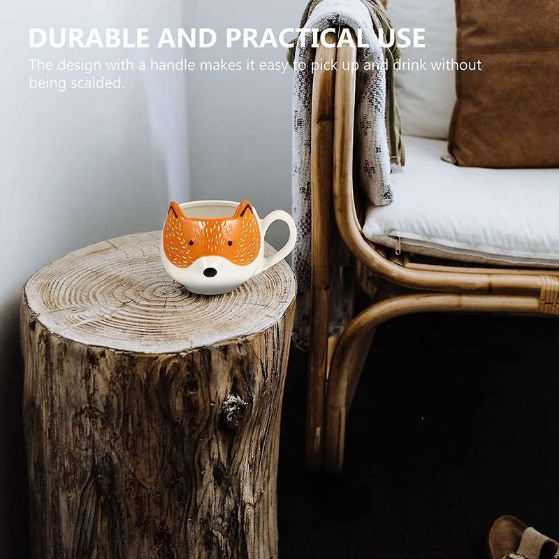 Ceramic Coffee Cup Fox Shaped Cup Animal Pattern Home Kitchen Office Milk Cup