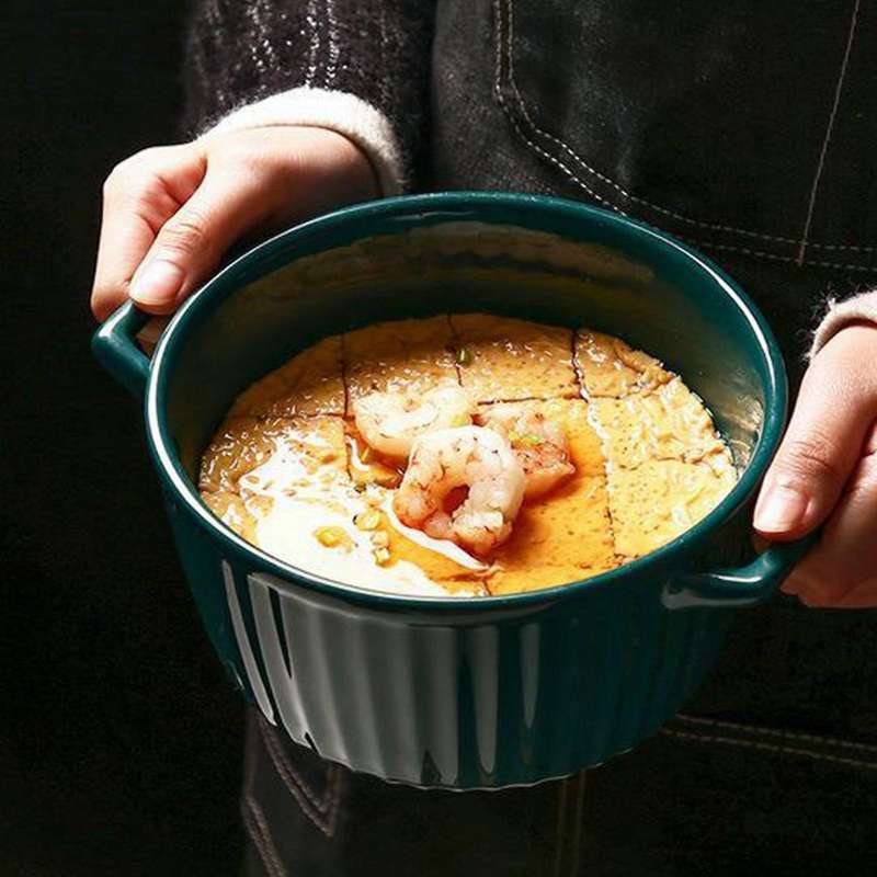 Ceramic Casserole with Lid, 1600Ml Ceramic Bakeware Soup Bowl (Red)